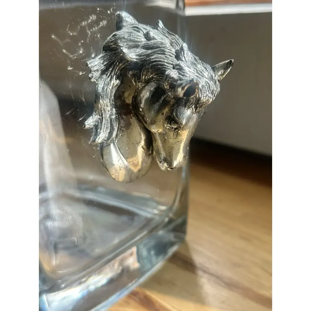 Vintage Arthur Court Equestrian Horse Head Ice Bucket French Glass Barware MCM